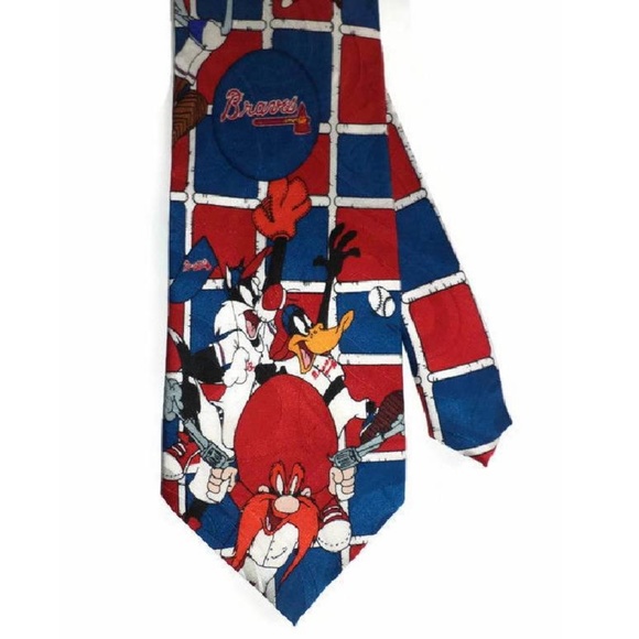 LOONEY TUNES Necktie ATLANTA BRAVES Baseball Tie - Picture 2 of 8